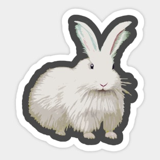 Fluffy Dwarf Angora Rabbit as a Vintage Pet Furry and Cute Bunny Animal Sticker